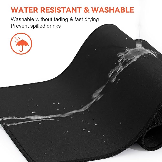 DIGSOM Black Mouse Pad Gaming Keyboard Pad 31.5 x 11.8 in Large Computer Mouse Pad with Anti-Slip Rubber Base and Stitched Edges, Extended Mouse Mat for Gaming Working