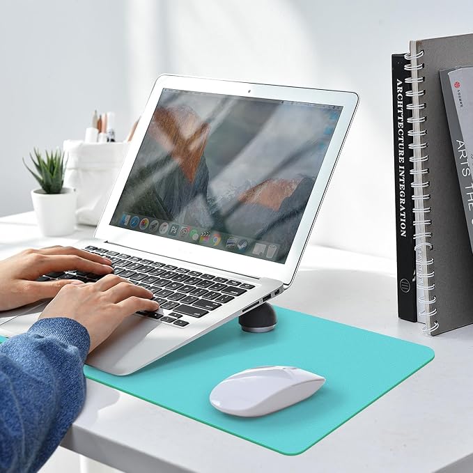 Leather Desk pad Protector, Office Mat, Large Mouse Mat, Non-Slip PU Leather Blotter, Laptop Desk Pad,Waterproof Laptop Computer Desk Keyboard Mat for Office/Work/Home/Decor (Light Blue, 47in*18in)