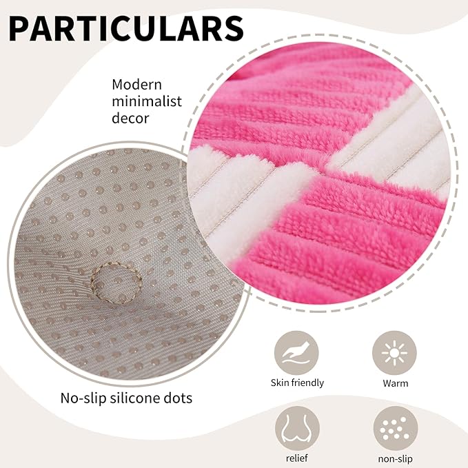 Office Stacking Chair Cushion with Ties, Corduroy High Density Foam Non-Slip Kitchen Seat Cushion, Square 17" x 17" Indoor Dining Chair Pads, White + Pink, 1 PCS