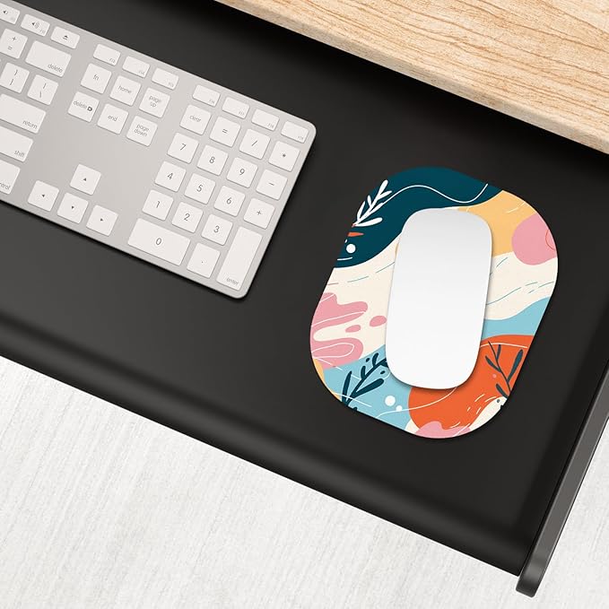 Small Mouse Pad, 6 x 7 Inch, Oval Mini Mouse Pad with Non-Slip Rubber Base for Laptop Wireless Mouse Keyboard Tray Mousepad, Abstract Figure