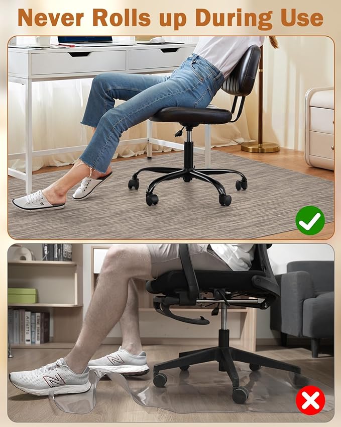 Blvornl Office Chair Mat for Hardwood Floor, 40"*55" Desk Computer Chair Mat for Hard Wood, Large Anti-Slip Hard Floor Protector for Rolling Chair, PVC Desk Rug for Office Dark Brown