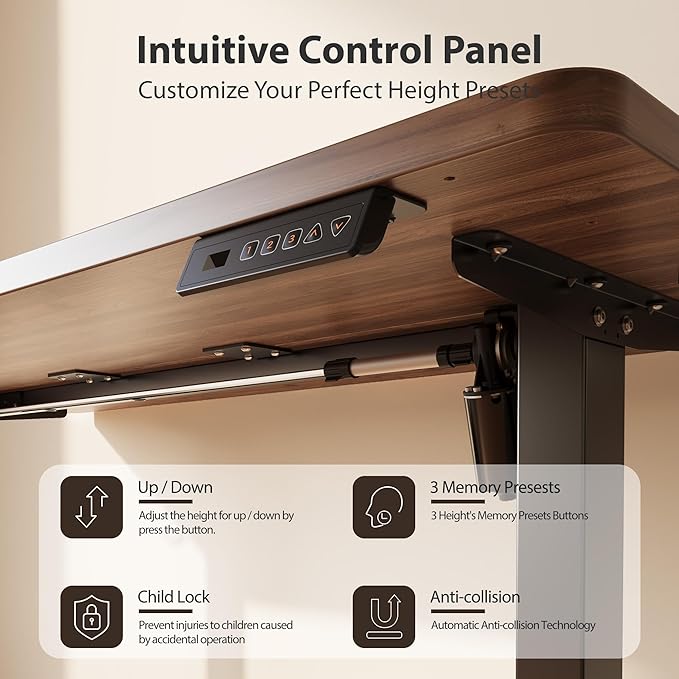 Cubiker Standing Desk, 40x24 Inches Sit Stand Home Office Desk, Electric Stand up Desk, Adjustable Desk with Splice Board, Black Frame/Black Walnut Top