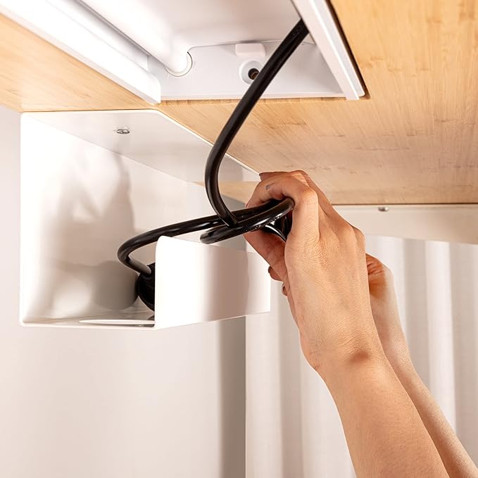 Under-Desk Cable Management Trays - Two 12" Trays in the Set - Perfect Storage for Cables, Power Bars, and Adaptors - White