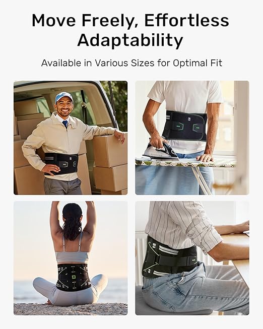 Rakiie Back Brace for Women Men, Integrated Lumbar Support, Breathable Soft Mesh Fabric and 8 Stays All-round Support, Durable Back Support With Lumbar Support Pad for Home & Lifting At Work, Green Size L