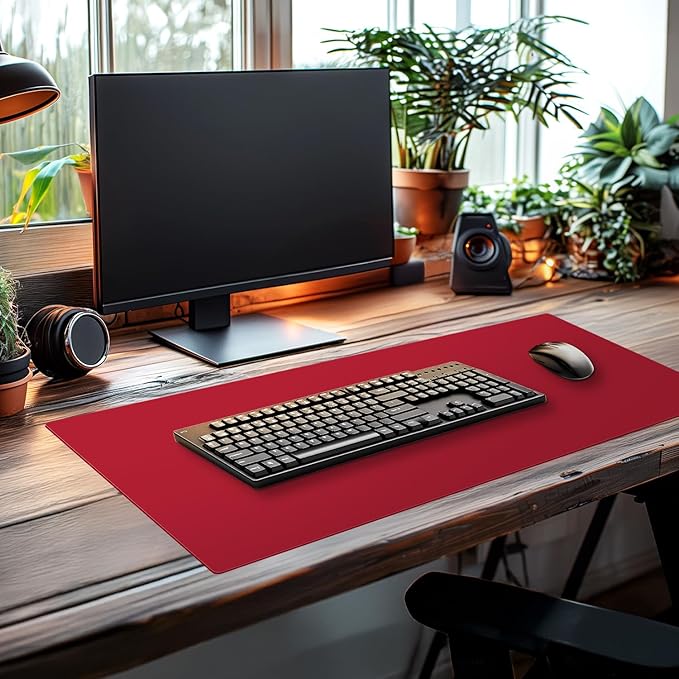 CounterArt Red Large Waterproof Desk Protector 32” x 16” Made in The USA Desk Mat Office Mat Large Mouse Pad