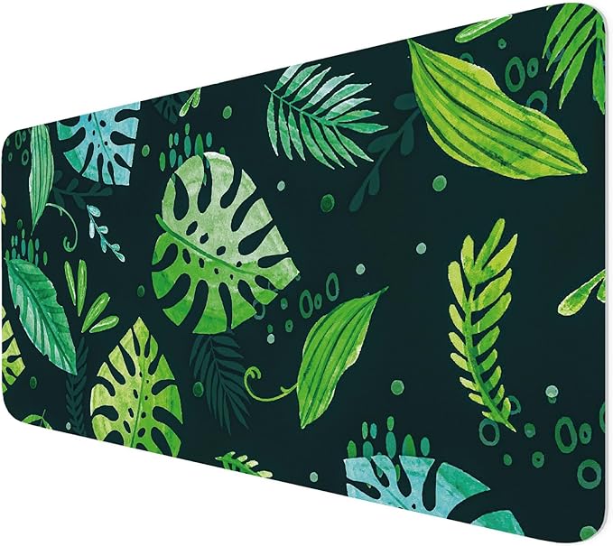 Green Desk Mat 35.4" x 15.7", Cute Plant Cool Desk Pad Keyboard Mat Flower Mouse Pad Green Desk Mat Desk Decor with Stitched Edges Non-Slip Large Computer Matt 35.4" x 15.7", Greenery