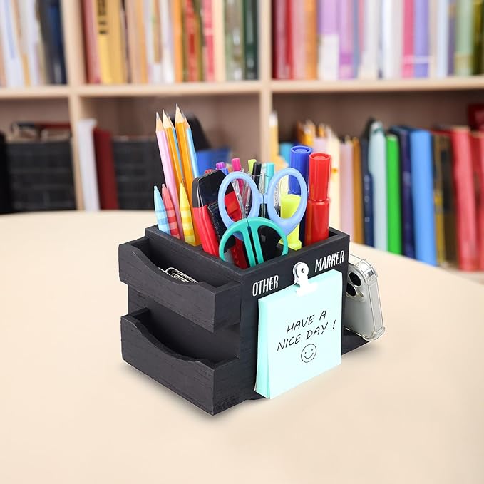 MOOCA 360-degree Rotating Pen Holder for Desk, Desk Organizers and Accessories with 7 Compartments Pencil Organizer, Art Supply Storage Box Caddy for Office, Desktop Storage Stationery Supplies