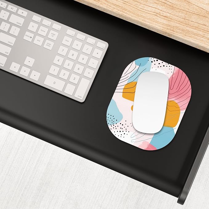 Small Mouse Pad, 6 x 7 Inch, Oval Mini Mouse Pad with Non-Slip Rubber Base for Laptop Wireless Mouse Keyboard Tray Mousepad, Graffiti Pattern