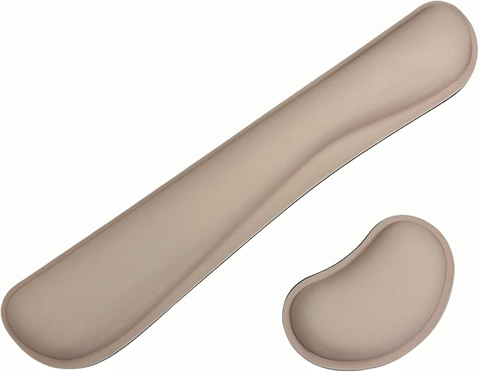 Bloss 2 Wrist Rest Support for Mouse Pad & Keyboard Set, Ergonomic Design Wrist Support Pad for Keyboard, Soft Memory Foam Desk Pads Support Hand and Arm Easy Typing Pain Relief - Beige