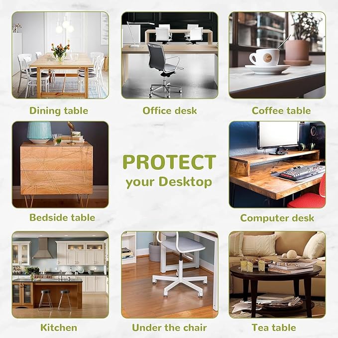 16 x 55 Inch Clear Table Cover Protector, Clear Desk Mat, Transparent Table Protector, 1.5mm Plastic Table Cover, Vinyl Table Protector, Desk Mats on Top of Desks