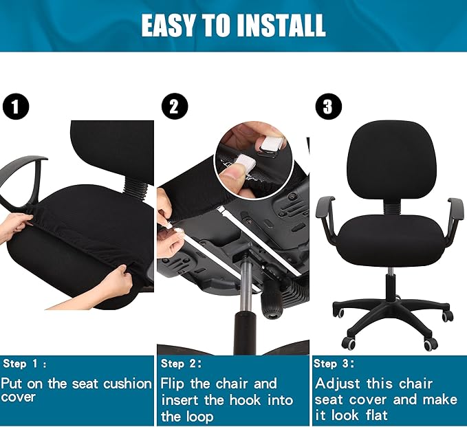 Smiry Stretch Jacquard Office Computer Chair Seat Covers, Removable Washable Anti-dust Desk Chair Seat Cushion Protectors - Peacock Green