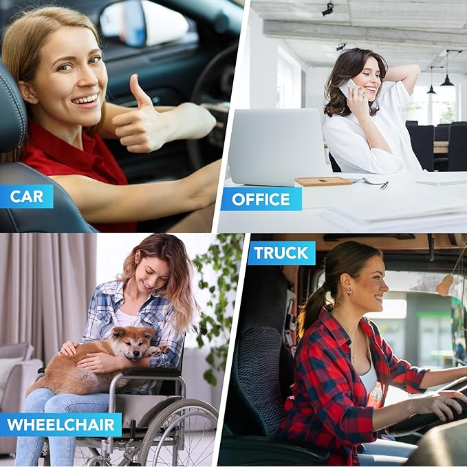 Lofty Aim Car Seat Cushion with Back Support Pillow, Comfy Lumbar Support & Seat Cushion, Memory Foam Driving Pillow for Back-Sciatica Pain Relief, Auto Pad Suitable for Car, Truck, SUV - Brown