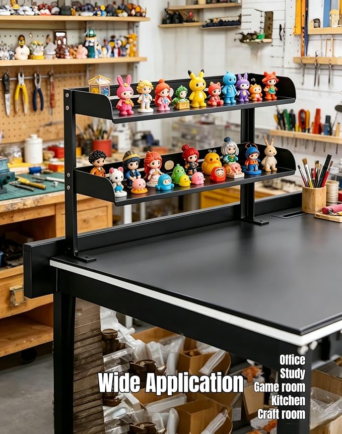 Yuxh Clamp Desk Shelf 16 inch Cilp Under Table Organizer, Black, L