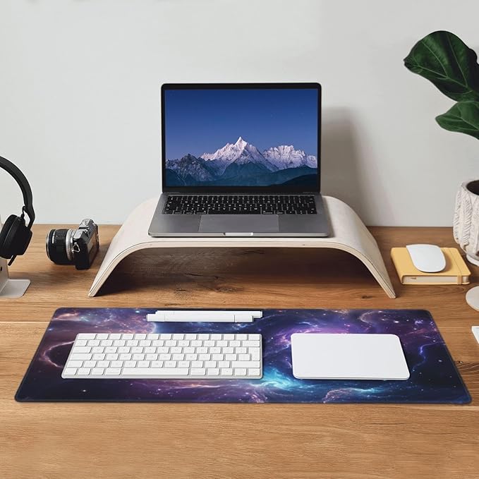 Gaming Mouse Pad Desk Pad,Extended Big Mouse Pad,31.5x11.8 Inch Long Computer Keyboard Mouse Mat Mousepad with 3mm Non-Slip Base and Stitched Edge for Gaming and Officeโฆ (Nebula)