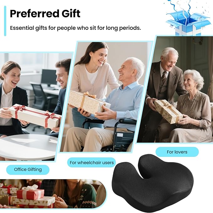 CXC Cooling Gel Seat Pad – Ergonomic Memory Foam Office Chair Cushion with Breathable Mesh & Airflow Design, Tailbone Relief Support for Long Sitting, Truck Drivers & Wheelchair Users