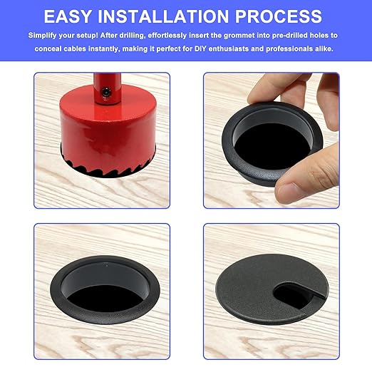 12PCS Desk Grommet,1-3/8Inch(35mm) Cable Grommet Hole Cover with Hole Saw,Ideal Solution for Office Home Table Cable Management Workers