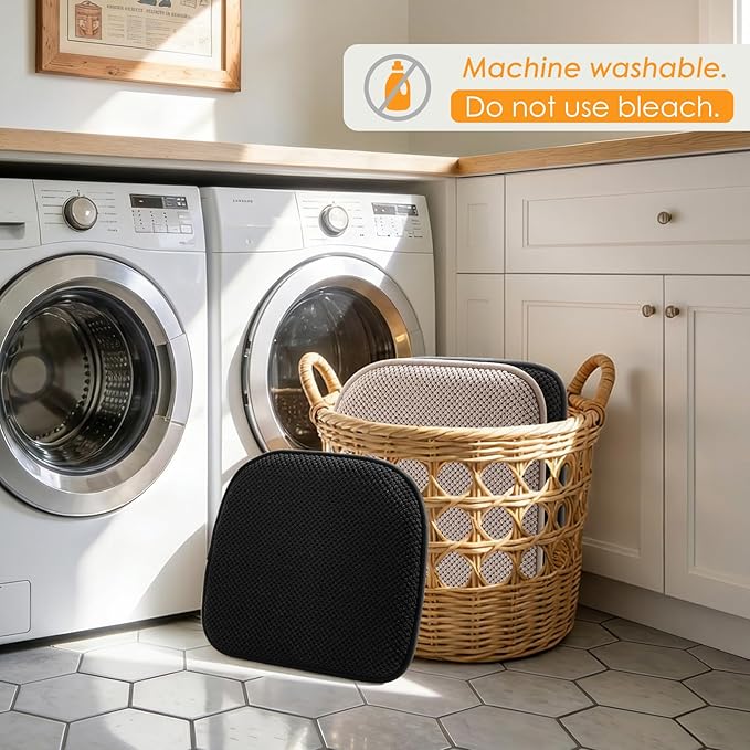 SWEMSTAR Chair Cushions - 15"*17" Kitchen Dining Chair Pads Foam Seat Cushion for Chairs Barstool Cushions Non Slip Seat Pad Set of 2 - Black
