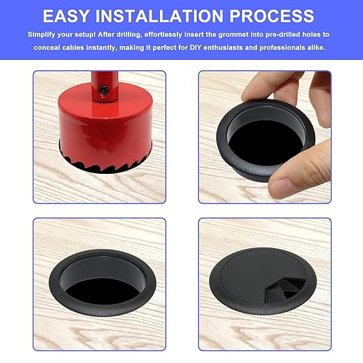 12PCS Desk Grommet,2Inch(50mm) Cable Grommet Hole Cover with Hole Saw,Ideal Solution for Office Home Table Cable Management Workers