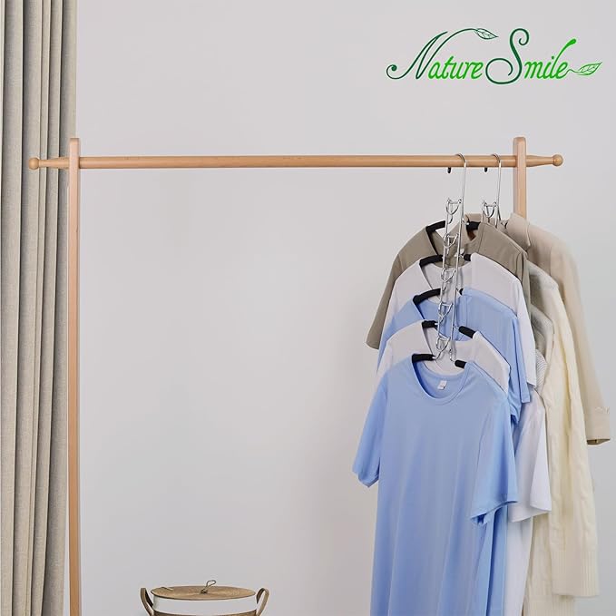 Nature Smile No Shoulder Bump Multiple Sweater Coat Clothes Hangers,Multi Layers Space Saving T Shirt Blouse Rack,(2 Pack Black Color)