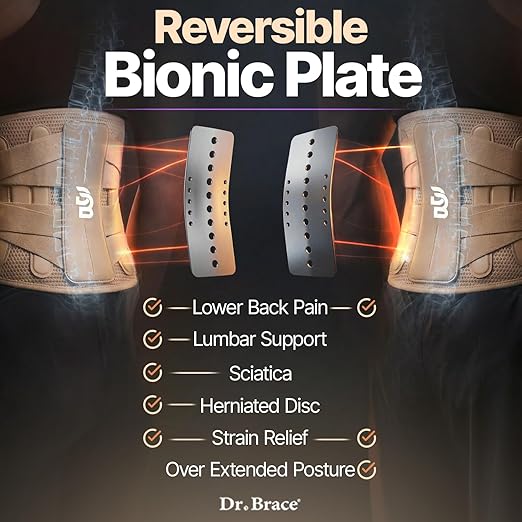DR. BRACE® Lower Back Brace for Men & Women for Lower Back Pain Relief, Revolutionary Versatile Splints System & Removable Lumbar Pad, Adjustable & Breathable Back Support Brace (35.4-41.3″)