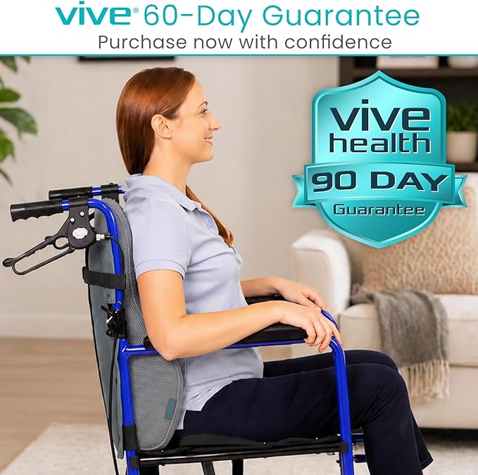 Vive Full Lumbar Cushion - Memory Foam Contour Support for Lower Back Pain - Ergonomic Pressure Relief for Office Chair, Car - Large Mesh Orthopedic Seat Backrest Roll for Improving Posture (Gray)