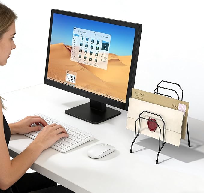 Gawerk Incline Desk Mail Organizer, Mail Sorter Letter Organizer Rack with 6-Section Vertical Compartments Rack for Letters, Postcards, Brochures, Mail Holder for Office, Home, School