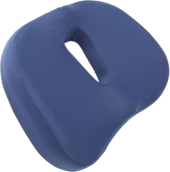 Memory Foam Seat Cushion Breathable Hollow Core Orthopedic Sitting Pillow Pad for Office Car Home (Navy Blue)