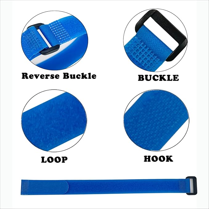 10 Pack (12 x 0.8 Inch) Reusable Fastening Cable Straps Blue Color,Adjustable Multi-Purpose Hook and Loop Straps Nylon Cable Ties for Wire Cable Management Home Office Garage Organization