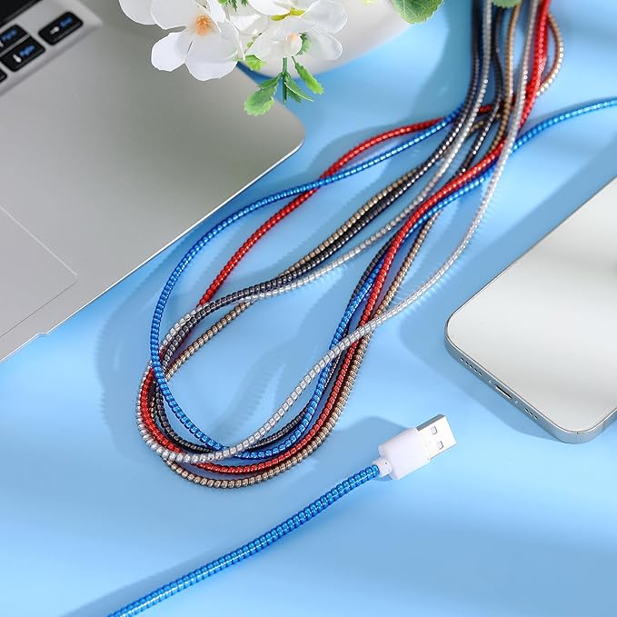Frienda 10 Pcs Cord Protectors from Pets No Chew Spiral Cable Protector 43.3'' Phone Charger Cover Data Cable Protective Sleeve Chew Proof USB Wire Cover Stylish for Cat Dog Rabbit (Cool Colors)