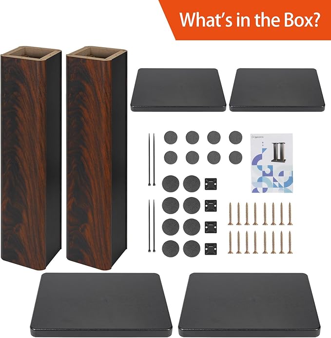 24 Inch (60CM) - Pair- Wood Speaker Stands for Home-Cinema HiFi Desktop and Satellite Speakers Monitor Stands