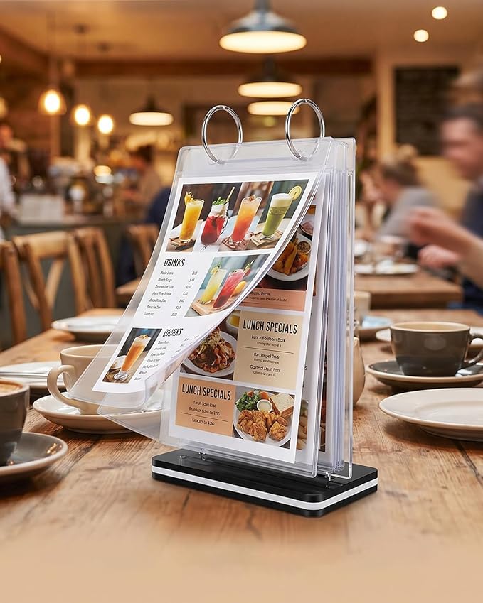 A5 T-shaped Multi Page Flip Acrylic Sign Holder,Page 6 Side 12 Suitable for Restaurants/Offices/Schools/Ad Display