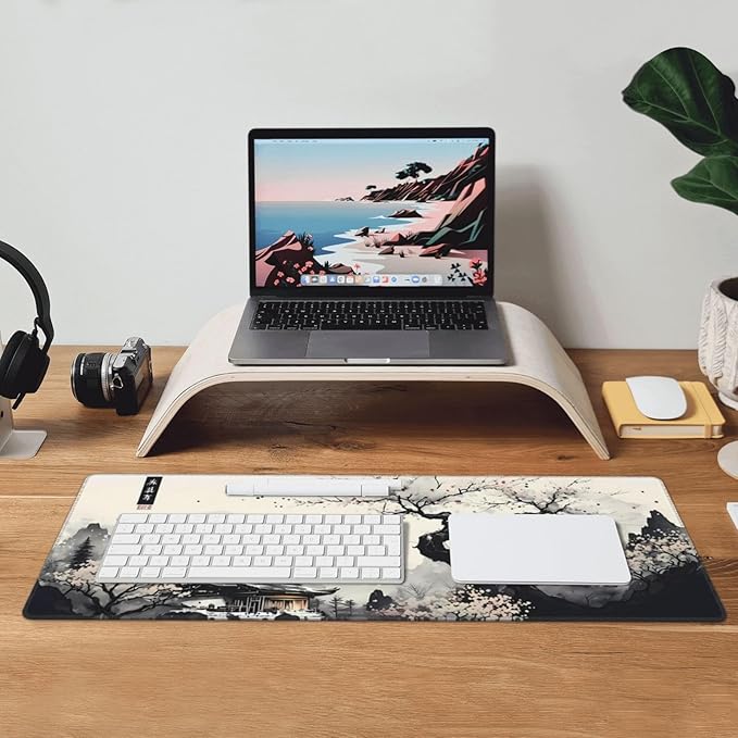 Japanese Mouse Pad, Large Japanese Desk Mat, XL Anime Gaming Keyboard Mat, Non-Slip Rubber Base, Big Extended Desk Protector for Home Office, 31.5โx11.8โ