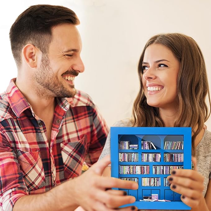 Anxiety Bookshelf – Mini Books Display for Stress Relief and Fun Decor, Perfect Decorative Miniature Library for Book Lovers, Ideal for Home Decor, Office Décor, Thoughtful Gift - Light Blue