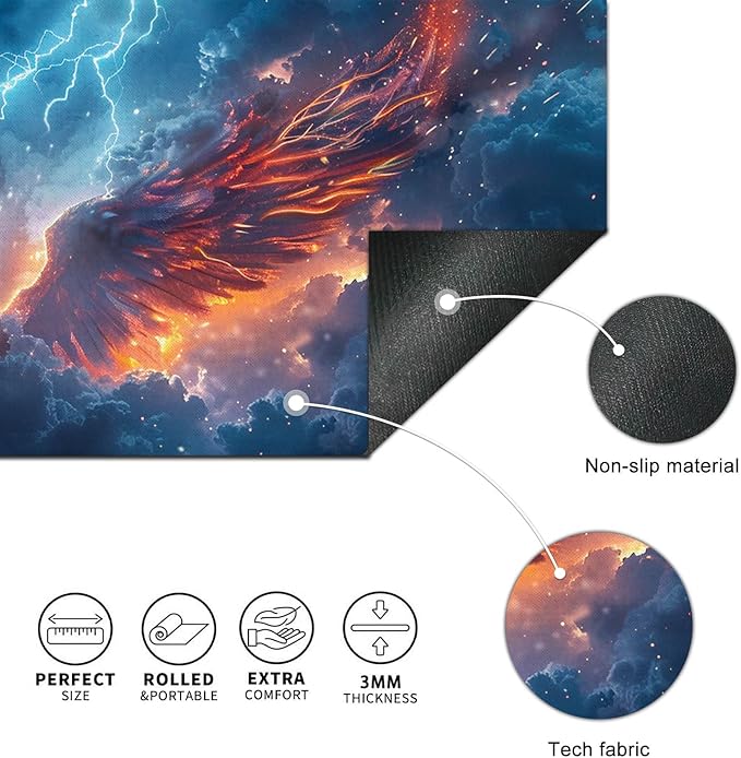 HOMETITUTE Mouse Pad 31.5 x 11.8 Inch XL Large Desk Mat Fire Wing Lightning Gaming Mousepad Extended Keyboard Mat Computer Desk Pad Waterproof Non Slip Surface Mouse Pads