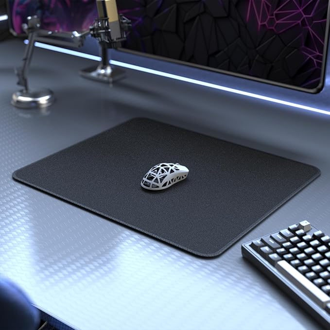 ATTACK SHARK CM02 Gaming Mouse Pad for Esports Speed Large Mouse mats for Desk Waterproof Surface Stitched Edges and Anti-Slip Rubber Base Size L Laminate 17.72” x 15.75” x 0.16” Black