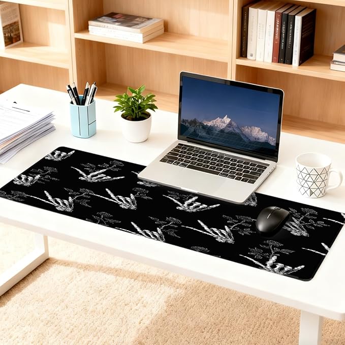 Large Mouse Pad Skull Hand Rose Black Non-Slip Rubber Long Gaming Desk Mat Big Computer Keyboard Mousepad Waterproof Protector Wristing Pad for Gaming Office Home Decorative 31.5 X 11.8 Inch