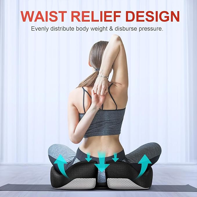 Benazcap X Large Memory Seat Cushion for Office Chair Ergonomic Cushions Butt Pillow for Pressure Relief Sciatica & Pain Relief Memory Foam for Long Sitting for Gaming Chair and Car Seat