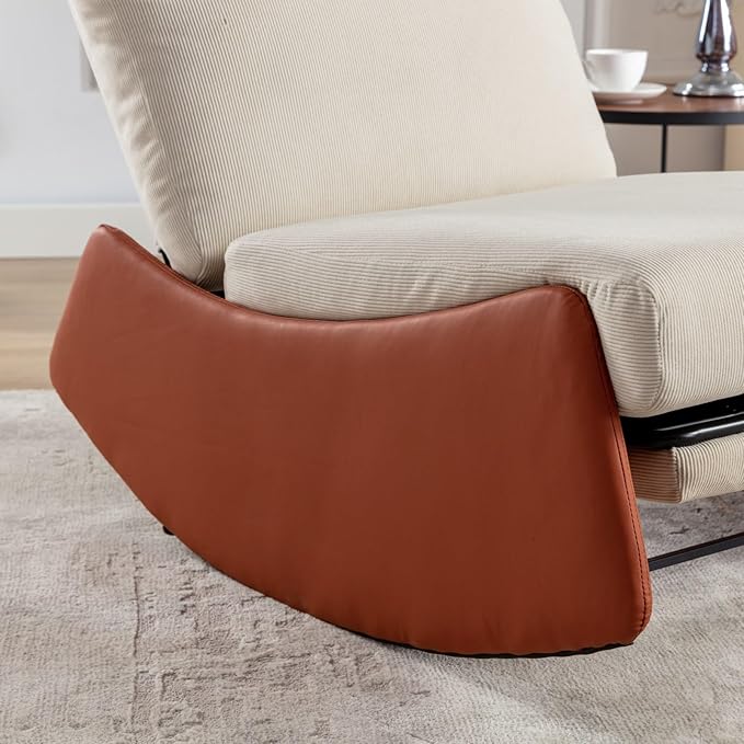 LUMISOL Comfy Rocking Recliner Chair for Adults, Nursery Glider Chair with Foot Rest, Upholstered Accent Reading Chair Rocker Chair with High Back for Living Room, Orange