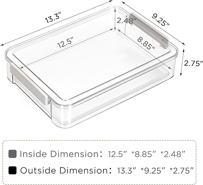 Citylife 3 PCS 9 x 13 Plastic Storage Bins with Lids and Latches, Portable Art Supply Storage Organizer, Paper Storage Box for Organizing A4 Paper, Letters, Documents, Art Supplies, and Crafts