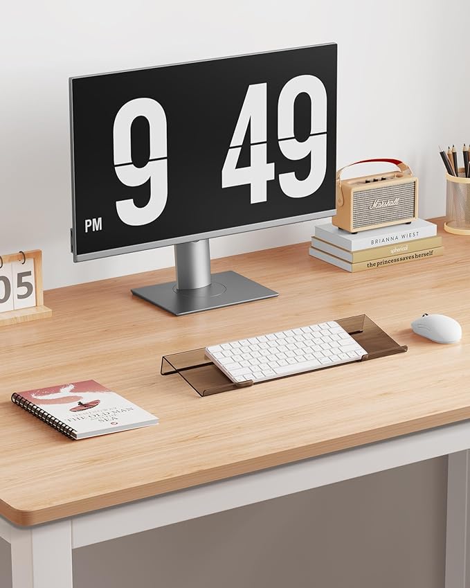 Laborio Acrylic Computer Keyboard Stand for Desktop (Coffee), Ergonomic Keyboard Tilted Elevated Rack Key Board Tray Holder Riser Stand for Office Home Desk Work Supplies
