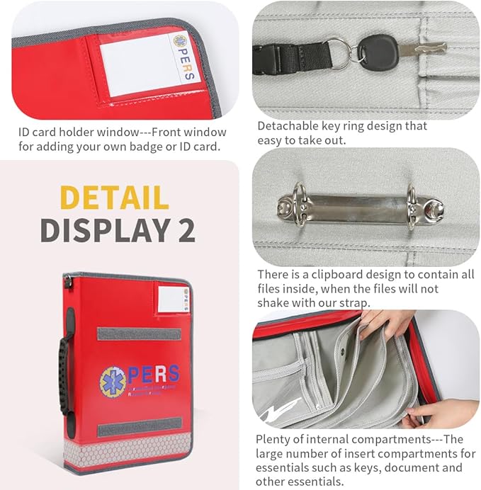 Durable Waterproof Medical Folder with Detachable Writing Board & Reflective Strips - A4 Document Organizer for Emergency Care, Secure Storage, and Portable Workspace