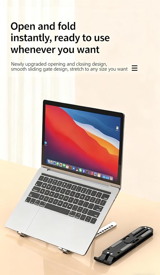 Laptop Stand for Desk, 80 lbs Load Sturdy Aluminum Laptop Riser, Portable Foldable Computer Stand for Office & Travel, Fits 10-17.3" MacBook Pro Air, Dell, HP, Surface, Samsung