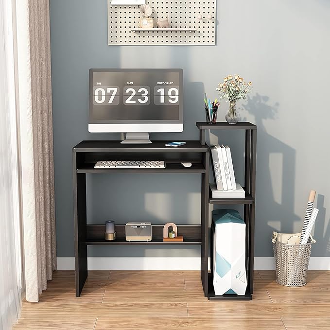 ALISENED Computer Desk with Storage Shelves, Home Office Desk with Monitor Stand, Small Writing Desk Table with Keyboard Tray,Study Table with CPU Stand for Small Spaces (35"-Black)