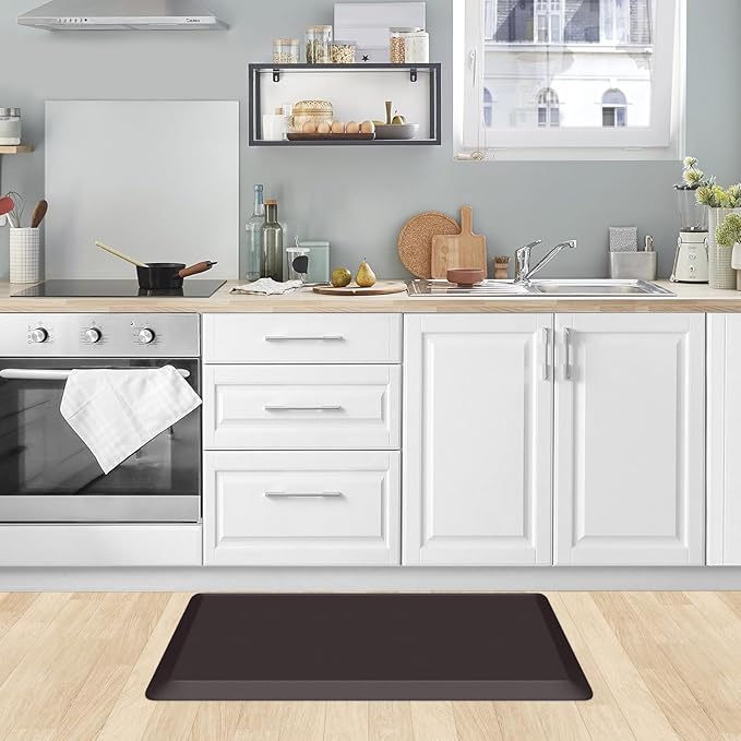 KitchenClouds Kitchen Mat Cushioned Anti Fatigue Kitchen Rug Non Slip Standing Mat Comfort Floor Mats for Sink Office (17.3"x28"- 0.8inch)
