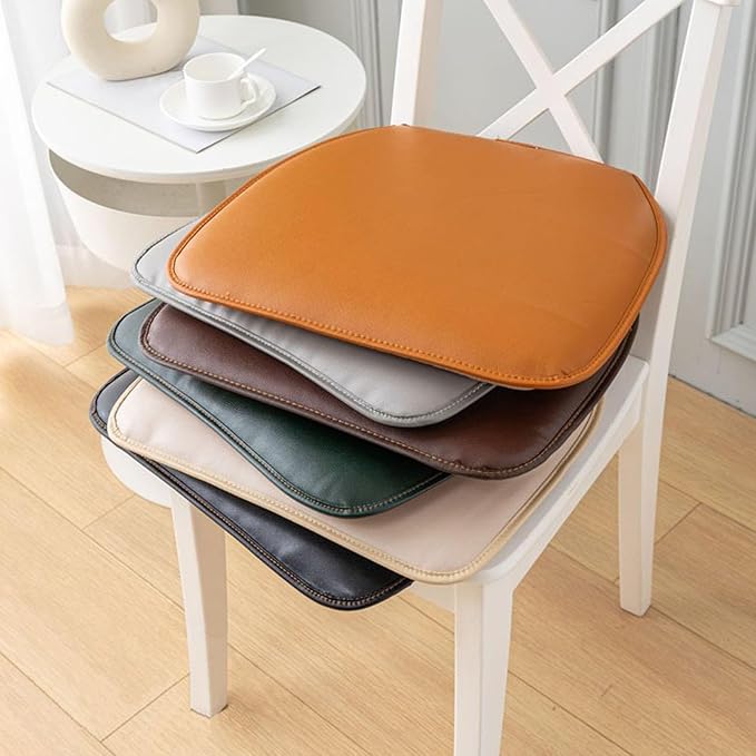 Premium Leather Chair Cushion, Waterproof Dining Chair Pads with Zipper, Horseshoe/Square Non Slip Seat Cushion(50x50cm(20x20inch), Gray(A))
