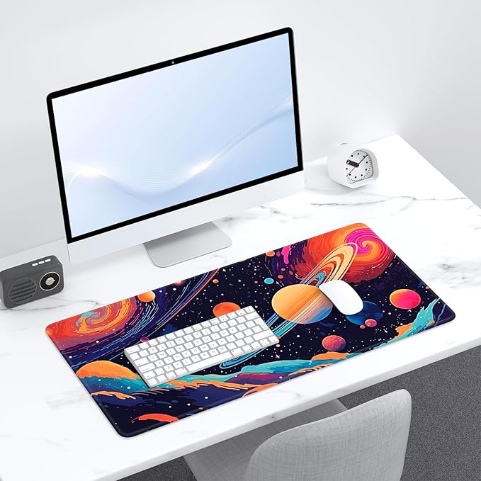 Desk Pad, 32" x 16" XXXL Extended Large Gaming Mouse Pad, Desktop Decor Desk Mat, Men Women Office Supplies and Accessories, Cute Anime Mouse Mat for Laptop & Keyboard, Romantic Universe