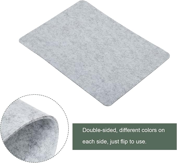 YOKIVE Mouse Pad, Felt Double-Sided Soft | Writing Mat for Desktop Mouse (Light Gray, 9.25x7.87 Inch)