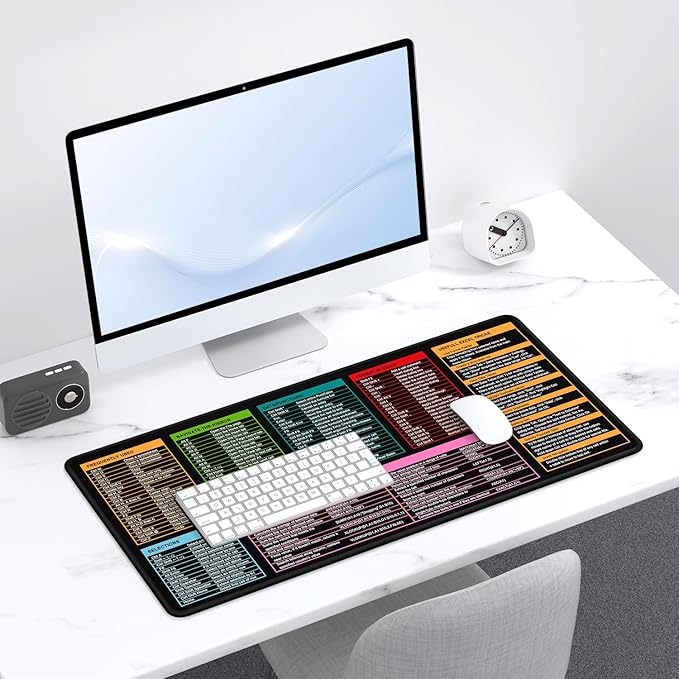 Desk Pad, 32" x 16" XXXL Extended Large Gaming Mouse Pad, Desktop Decor Desk Mat, Men Women Office Supplies and Accessories, Cute Anime Mouse Mat for Laptop & Keyboard, Excel Shortcuts