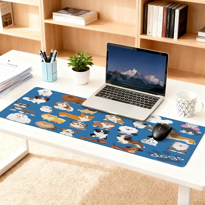 Large Mouse Pad Dog Animal Cute Non-Slip Rubber Long Gaming Desk Mat Big Computer Keyboard Mousepad Waterproof Protector Wristing Pad for Gaming Office Home Decorative 31.5 X 11.8 Inch