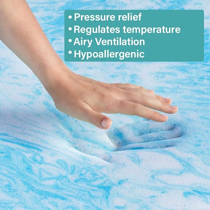 Foamma 2" x 18" x 18" Cooling Gel-Infused Memory Foam Cushion, Square Seat Replacement Padding, Chair Foam for Dining Chairs and Wheelchair Cushion Replacement